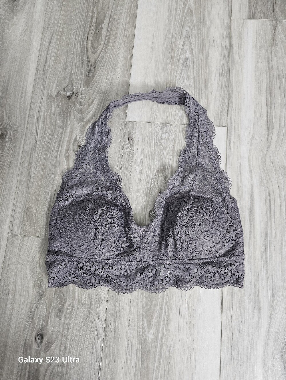 aerie Lace Halter Bralette in Dusty Lavender Sz M